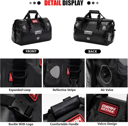 Waterproof Duffel& Luggage Bag - Motorcycle Dry Bag Tail Saddle Bags with Roll Top Closure,Large Storage Space,for Camping, Kayaking, Fishing & Traveling(Sky, 40L)