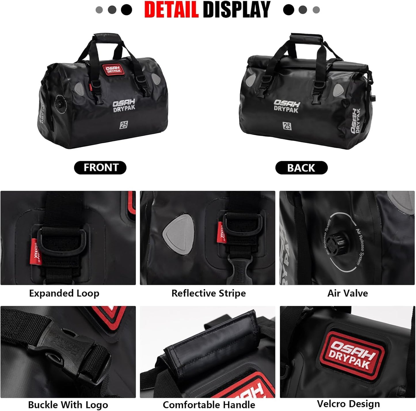 Waterproof Duffel& Luggage Bag - Motorcycle Dry Bag Tail Saddle Bags with Roll Top Closure,Large Storage Space,for Camping, Kayaking, Fishing & Traveling(Jungle, 60L)