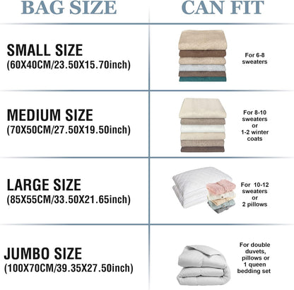 10 Large Vacuum Storage Bags with Hand Pump, Large Vacuum Seal Bags for Clothing, Space Saver Bags for Travel Lugggage, Blankets, Comforters