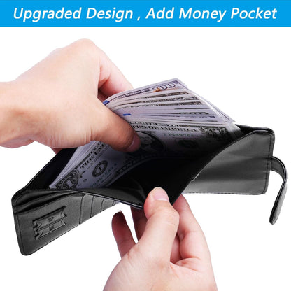 Airtag Passport Holder Cover Wallet RFID Blocking Leather Case Travel Essentials Luggage Accessories Travel Must Have(118#Black)