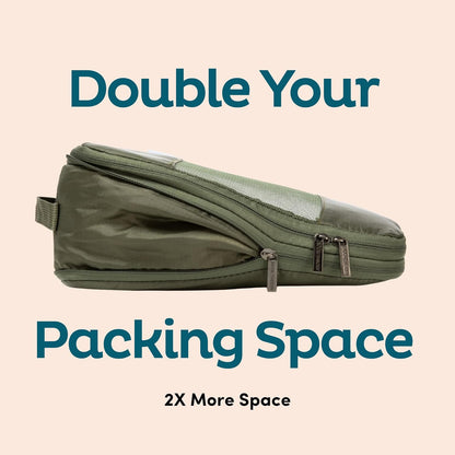 6-Pack Compression Packing Cubes Travel Essentials - Lightweight, Water-Resistant Luggage Organizer Bags with Handles, Durable Travel Accessories Suitcase Organizer (Teal)