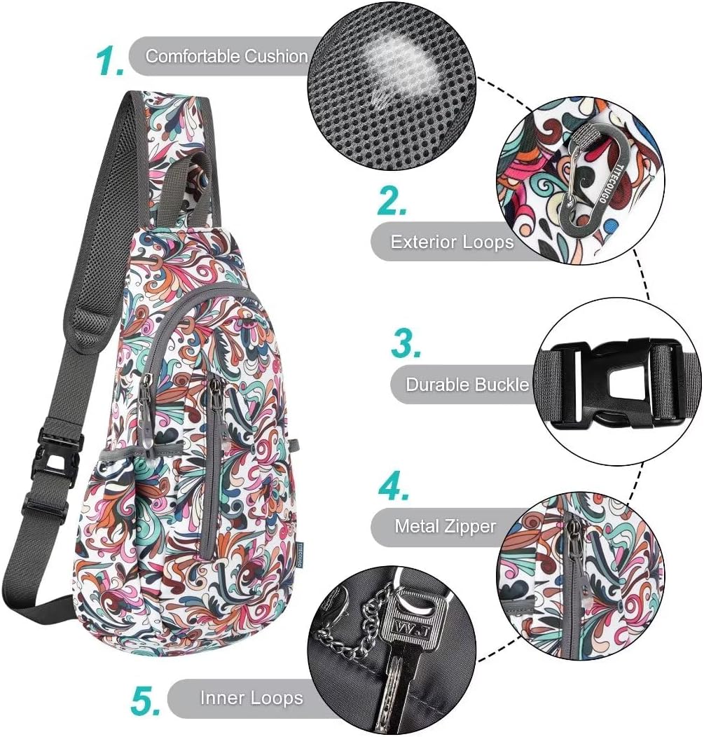 TITECOUGO Small Sling Bag, Lightweight Crossbody Backpack for Men Women, Shoulder Bag for Sports and Outdoor