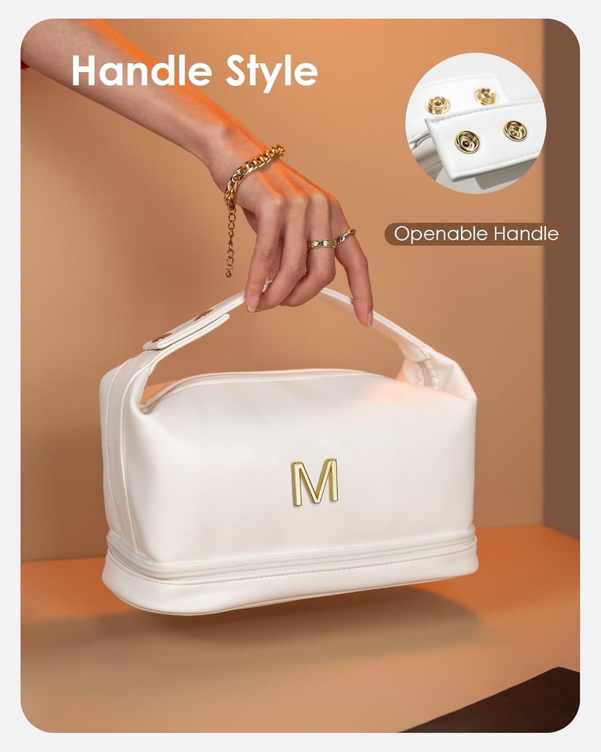 Bridal Party Gifts-Personalized Makeup Bags with Handle, Layer Cosmetic Bag, Travel Toiletry Bag with Makeup Brush Organizer, Graduation Gifts for Girls, Teen Girl gifts Trendy Stuff