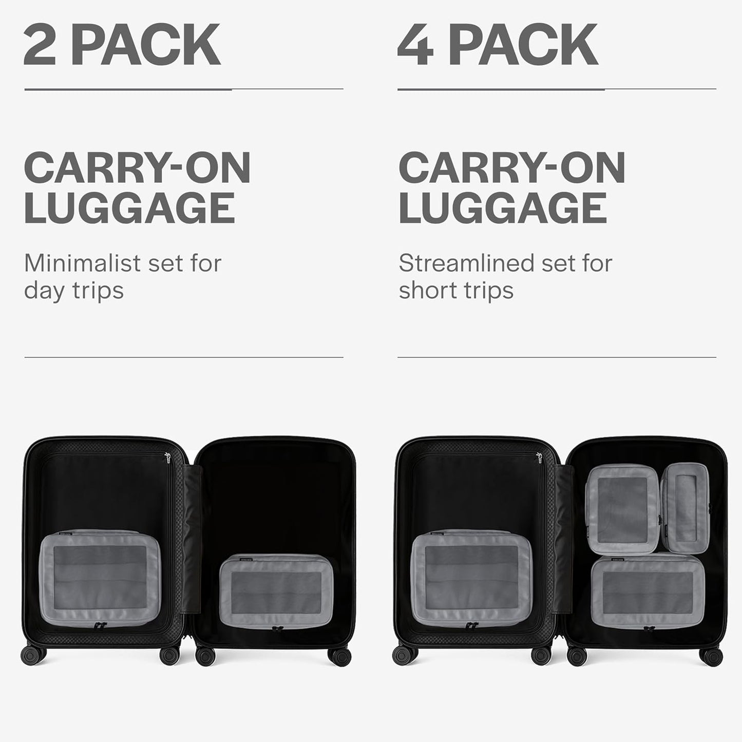 Compression Packing Cubes for Travel - Luggage Organizer Bags - Double Zipper Packing Cubes for Suitcases (2-Pack, Dark Grey)