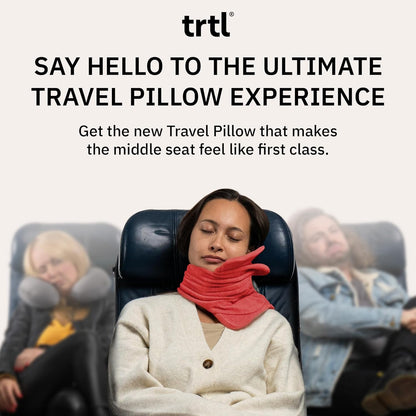 trtl Pillow - Scientifically Proven Super Soft Neck Support Travel Pillow - Machine Washable - Coral