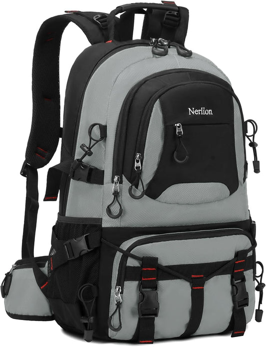 Nerlion 40L Hiking Backpack Travel Backpack for Men Women Camping Waterproof Outdoor Hiking Daypack Lightweight Backpack (Light Gray)