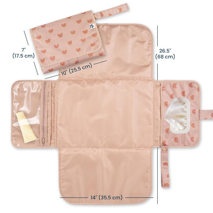 Tiny Twinkle Portable Diaper Changing Pad-Foldable Waterproof Changing Mat&Portable Changing Pad for Travel,Baby Changing Station with Smart Wipes Pocket&Storage (Boho Rainbow)