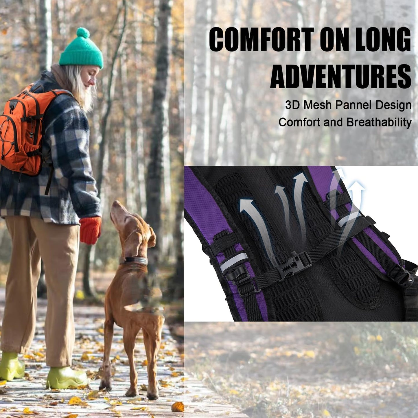 Hydration Backpack Pack with 2L Water Bladder 18L Hiking Backpack Women Men Lightweight Hydropack Insulated Daypack for Biking, Running, Festival