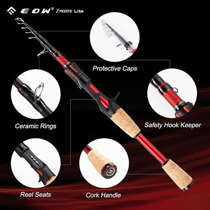 EOW XPEDITE LITE Portable Telescopic Fishing Rods & Combo, Spinning & Casting - Image 3