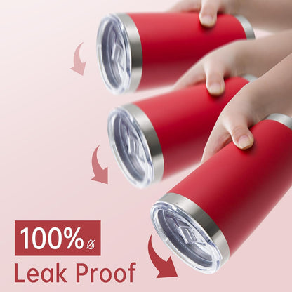 20 oz Tumbler Stainless Steel Tumblers with Lid Double Wall Vacuum Insulated Coffee Mug 20oz Powder Coated Cup for Hot and Cold Drinks, Red, 1 pack