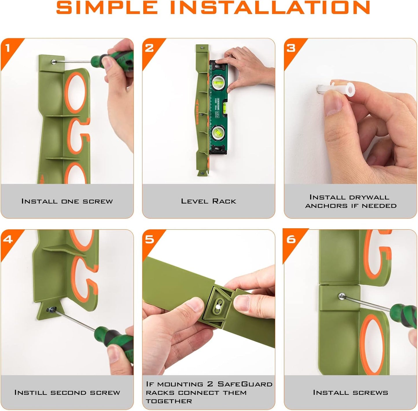 KastKing SafeGuard Fishing Rod Holder for Garage, Wall or Ceiling Mounted Fishing Rod Rack Storage Organizer, Fishing Pole Holder Holds 6 Rods or Combos in Less Than 18 Inches