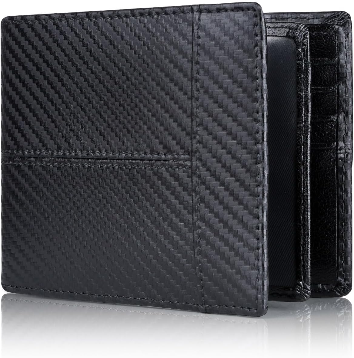 Swallowmall Mens Wallet Rfid Blocking Leather Wallet for Men Bifold Wallet Leather with 1 ID Window 16 Card Slot