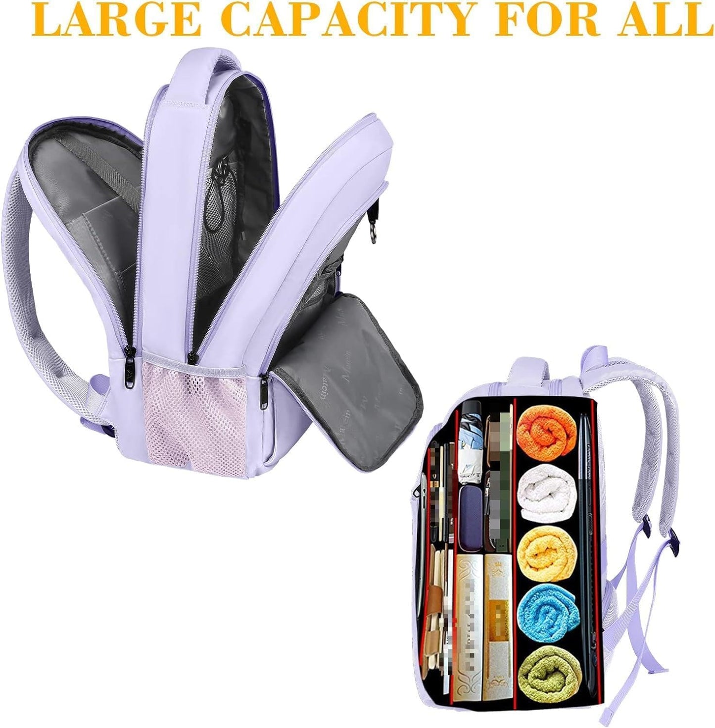 MATEIN Laptop Backpack for Girls, 15.6 Inch College School Backpack for Women with USB Charging Port, Water Resistant Durble Slim Students Bookbag Casual Daypack Travel Computer Nurse Work Bag Gift