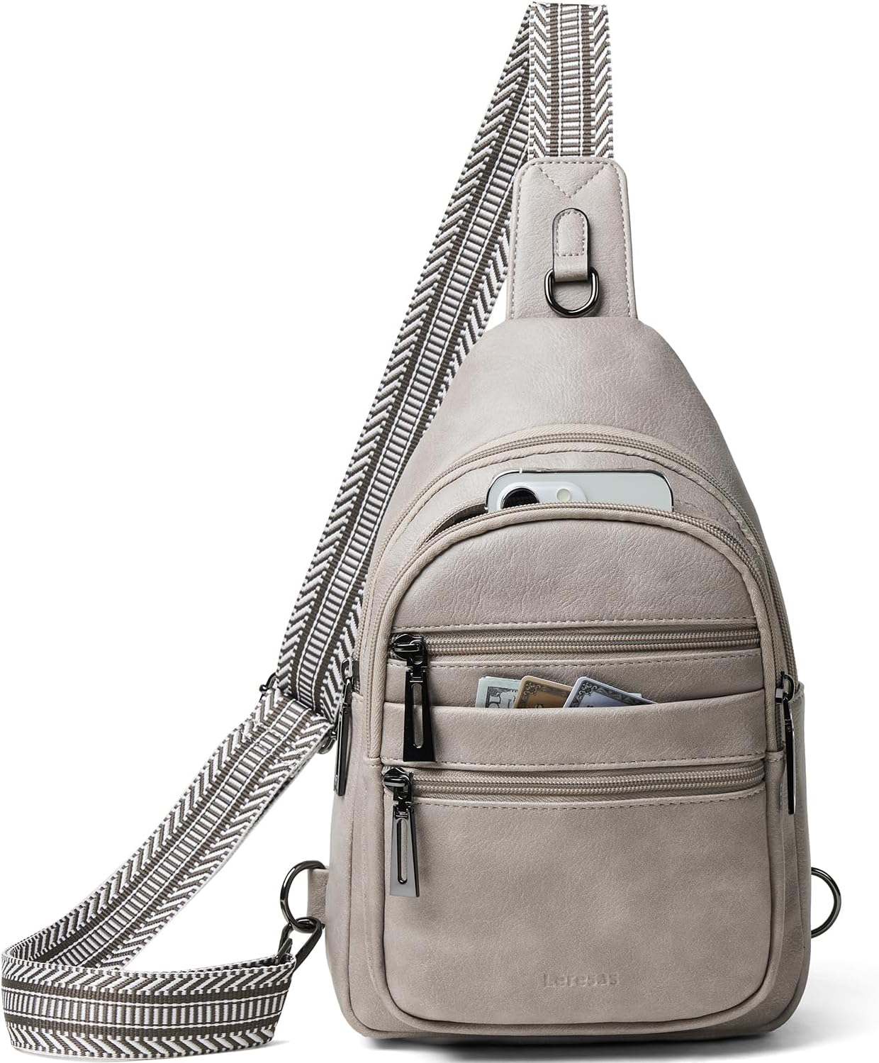 Sling Bag for Women Crossbody Bags Fanny Packs Sling Purse Backpack Shoulder Bag Vegan Leather Chic Travel Light Grey