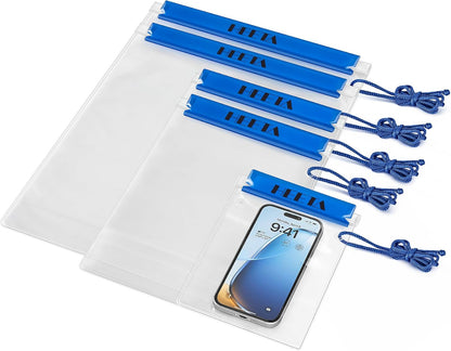 HEETA 5-Pack Clear Waterproof Dry Bag, Water Tight Cases Pouch Dry Bags for Camera Mobile Phone Maps, Kayaking Boating Document Holder