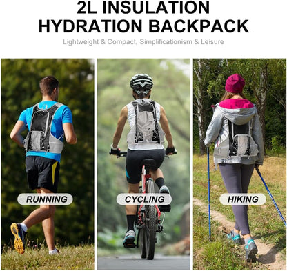 INOXTO Hydration Pack Backpack ，Water Backpack with 2L Leakproof Water Bladder, Running Hydration Vest for Man, Daypack for Cycling Motocross Climbing Trail Running
