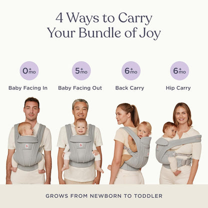 Ergobaby Omni Deluxe Baby Carrier Newborn to Toddler - Breathable Baby Carriers for Summer - All-Position Carrier with Enhanced Lumbar Support & Airflow (7-45 Pounds), Cotton, Camel