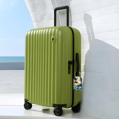 2 Pack Cute Luggage Tag for Suitcases Summer Beach Leather Luggage Tags with Stainless Steel Loop Privacy Flap Name Tags,Men and Women Travel Bag Suitcase Tags