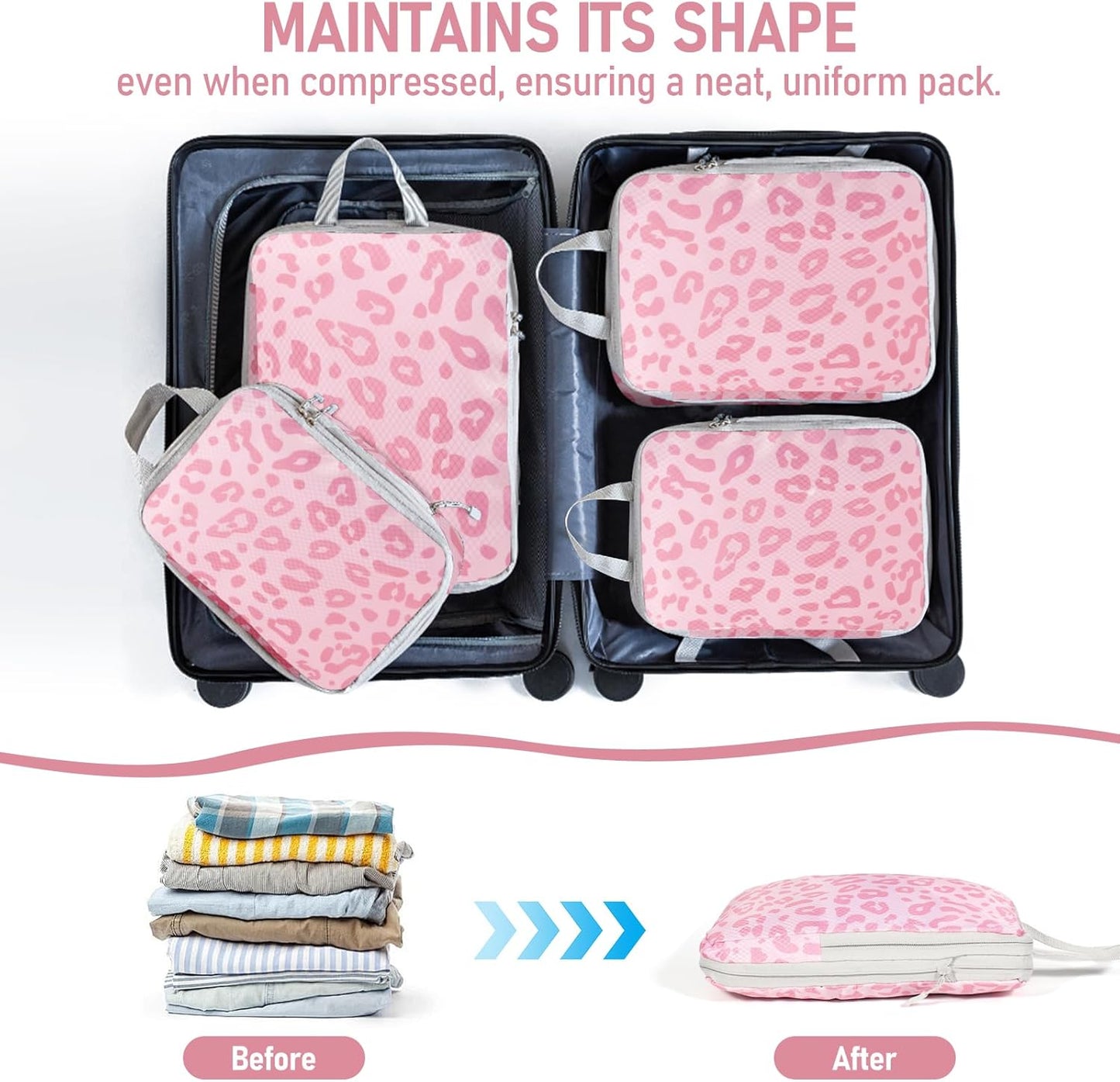 4-Piece Packing Cube Set - Lightweight Luggage Organizers for Travel, Vacation and Suitcases - Durable Accessories with Compression