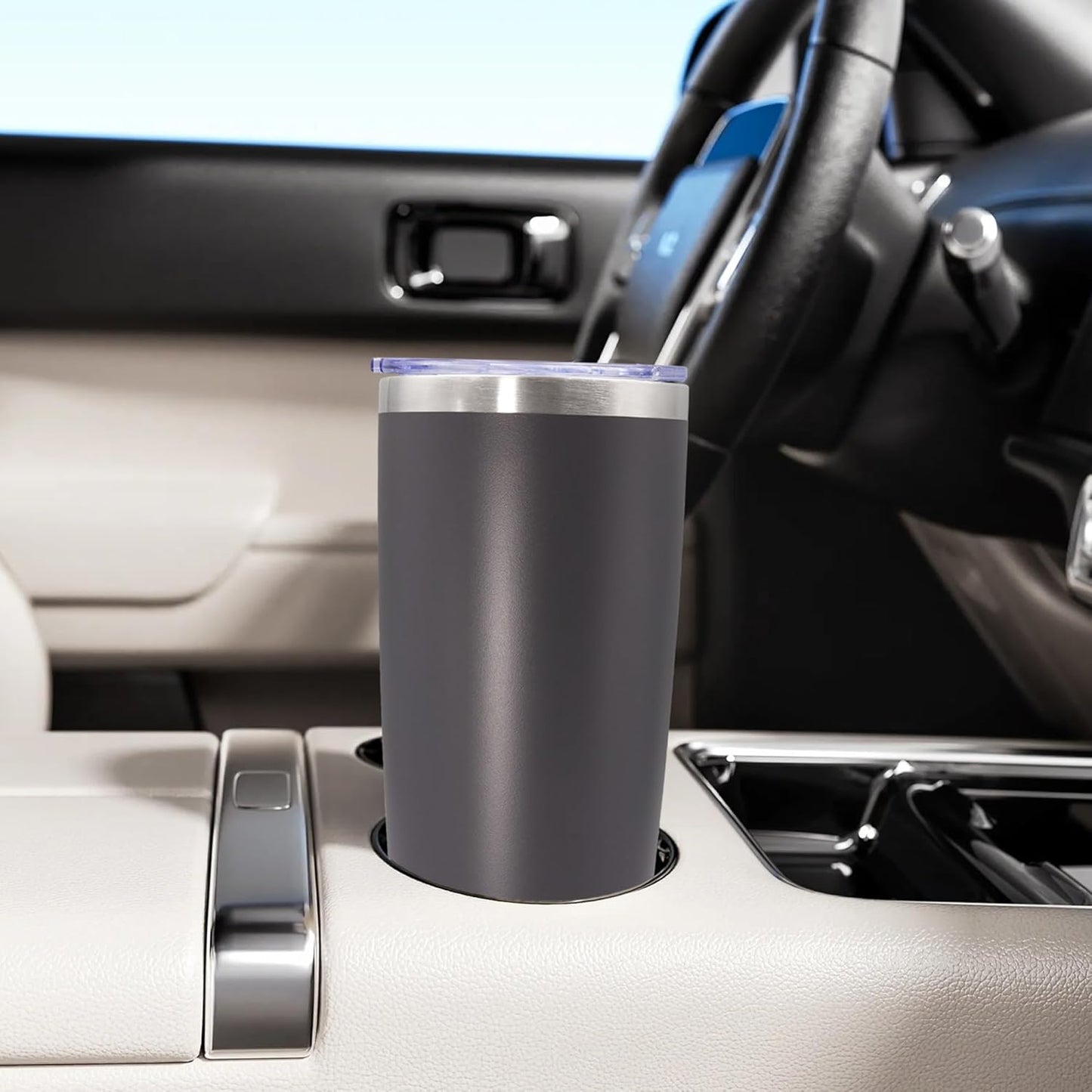 20oz Tumbler Bulk Stainless Steel Tumbler Cup with Lid Vacuum Insulated Double Wall Travel Mug, Durable Powder Coated Travel Coffee Tumbler Mug for Hot & Cold Drinks, Grey,12 Pack