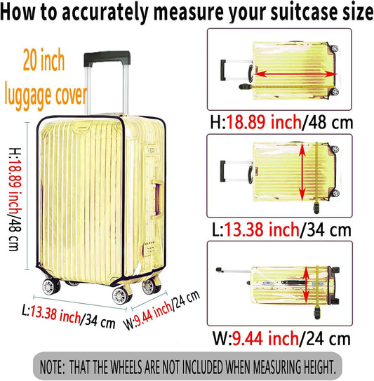 20 Inch Clear PVC Luggage Cover, 0.2mm Thick Lightweight Waterproof, Dustproof, Anti-Scratch Suitcase Cover, Luggage Covers for Suitcase TSA Approved, Fits 19"-20" Wheeled Luggage