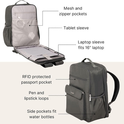 Baggallini Everyday Laptop Backpack - 11x15.5 Lightweight Water-Repellent Nylon Travel Bag w/Padded Laptop Sleeve & RFID