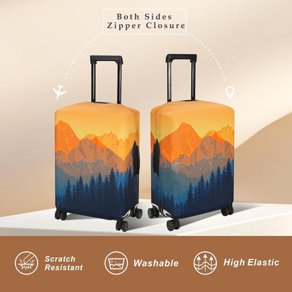 Explore Land Travel Luggage Cover Suitcase Protector Fits 27-30 Inch Case (Amber Mountains, L)