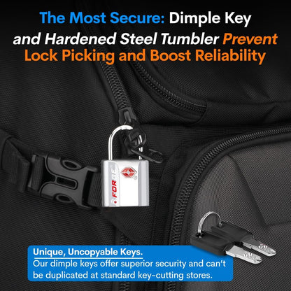 TSA Approved Luggage Locks, Ultra-Secure Dimple Key Travel Locks with Zinc Alloy Body