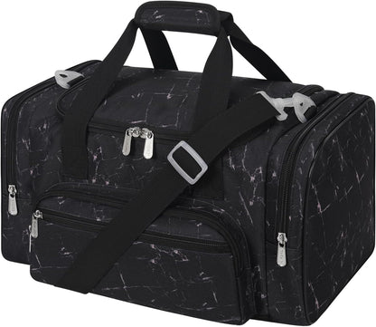 17 inch Small Duffle Bag - Carry On Weekender Bag for Travel Gym Sport - Black Marble