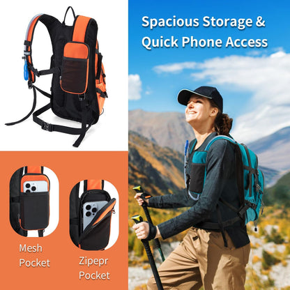 Hydration Backpack Pack with 2L Water Bladder 18L Hiking Backpack Women Men Lightweight Hydropack Insulated Daypack for Biking, Running, Festival