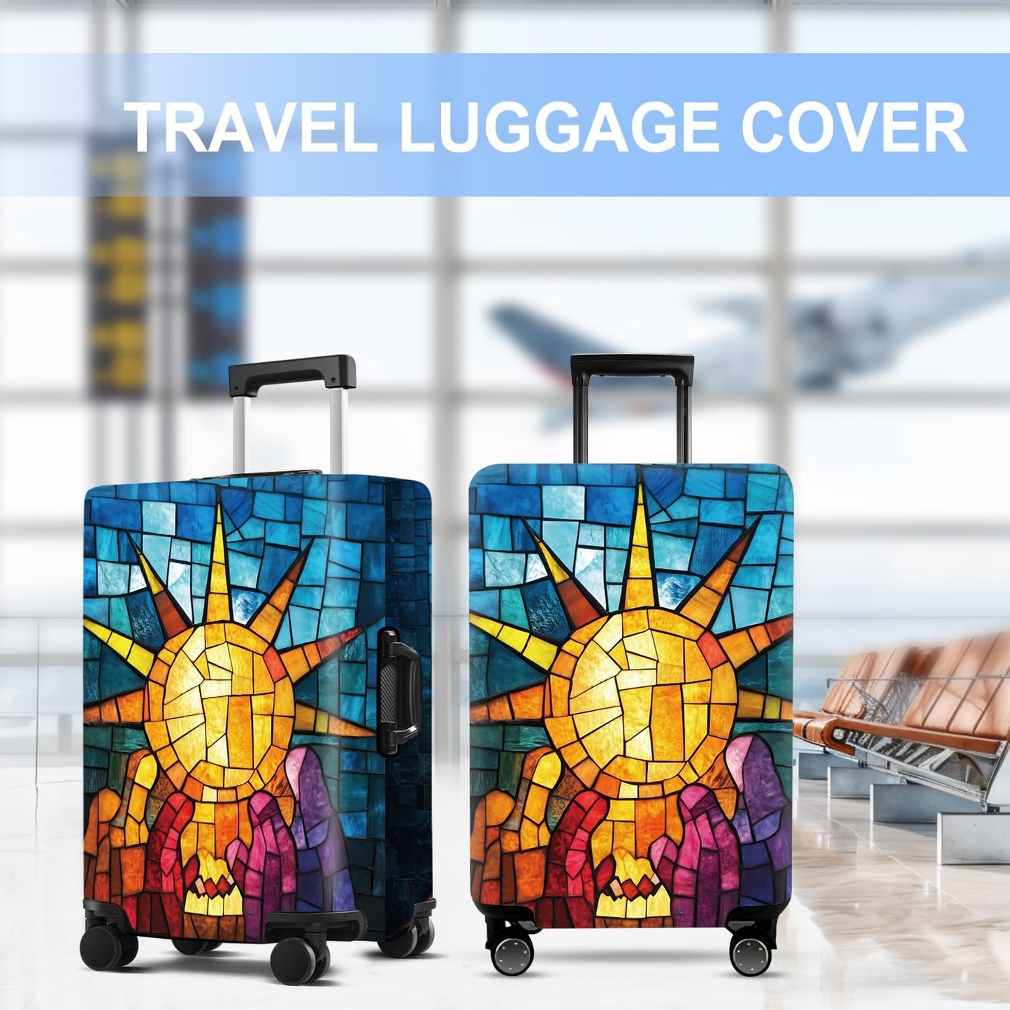 Luggage Cover Washable Suitcase Protector Anti-scratch Suitcase cover Fits 20-34 Inch Luggage (Sun, L(28-30inch suitcase))