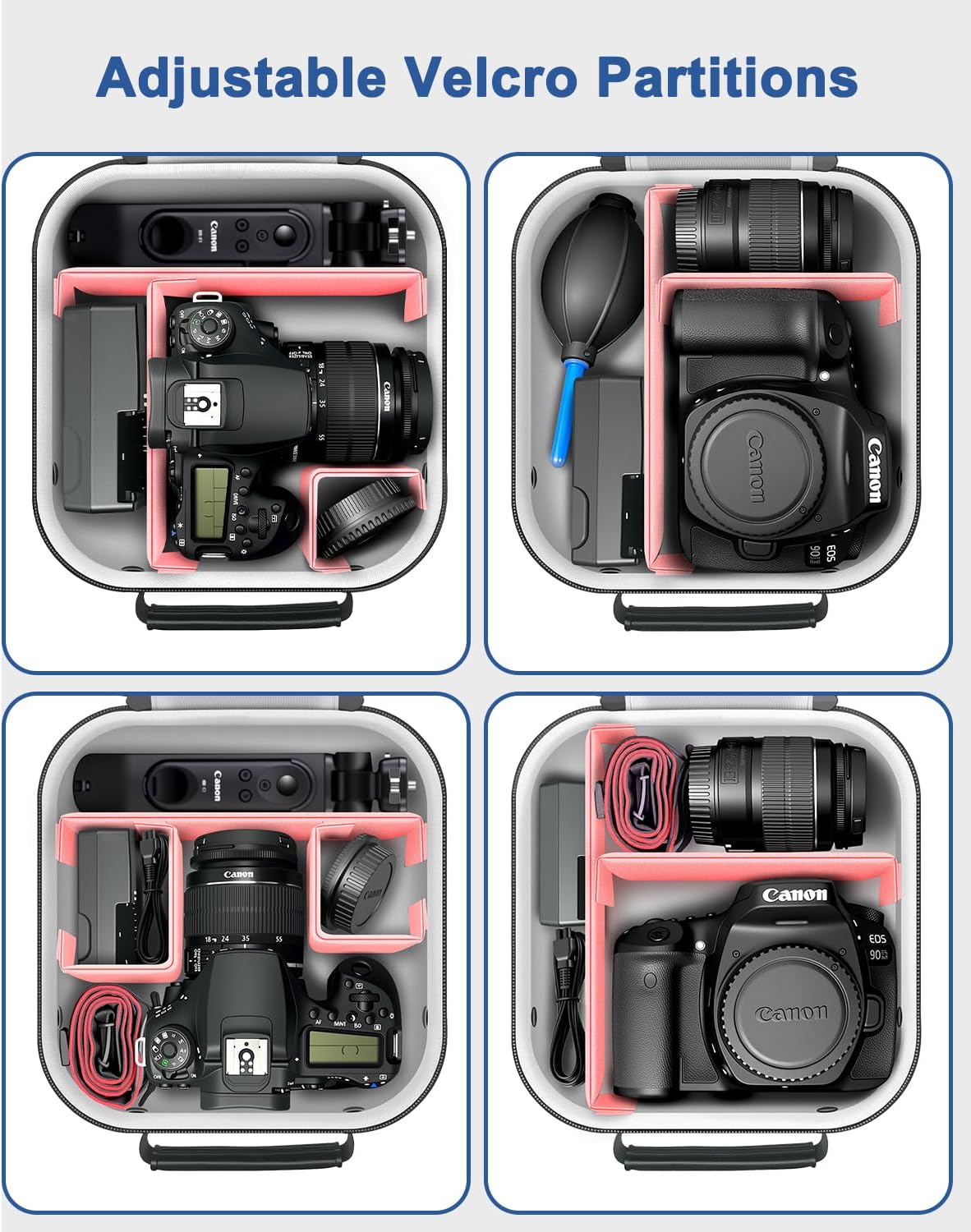 Krypthos Travel Camera Storage Case Compatible with Canon EOS Rebel T7/ R100/ R50/ 90D/ 2000D Nikon D7100/ D7500 Sony Alpha ZV-E10, Camera Protective Storage Holder Organizer Bag Carrying Bag