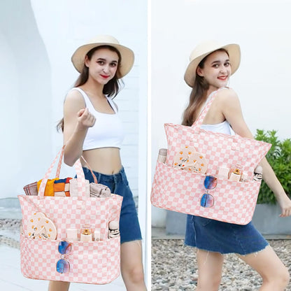 Waterproof Beach Tote Pool Bags for Women Ladies Extra Large Gym Tote Carry On Bag With Wet Compartment for Weekender Travel