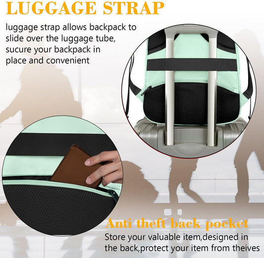 MATEIN 15.6-Inch Laptop Backpack with USB Charging Port, Slim Lightweight Water Resistant Travel Backpack for Women