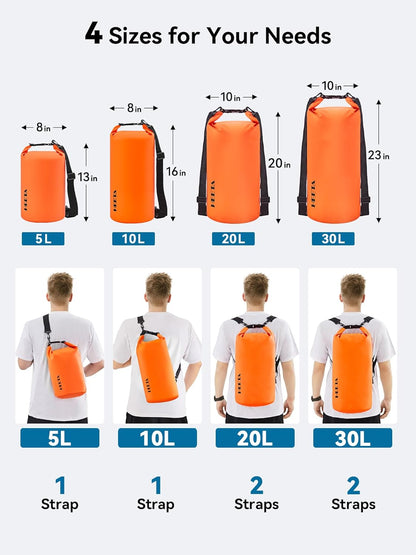 HEETA Waterproof Dry Bag for Women Men(Upgraded Version) 5L/10L/20L/30L/40L Roll Top Lightweight Dry Storage Bag Backpack with Emergency Whistle for Travel, Swimming, Boating, Kayaking, Camping, Beach