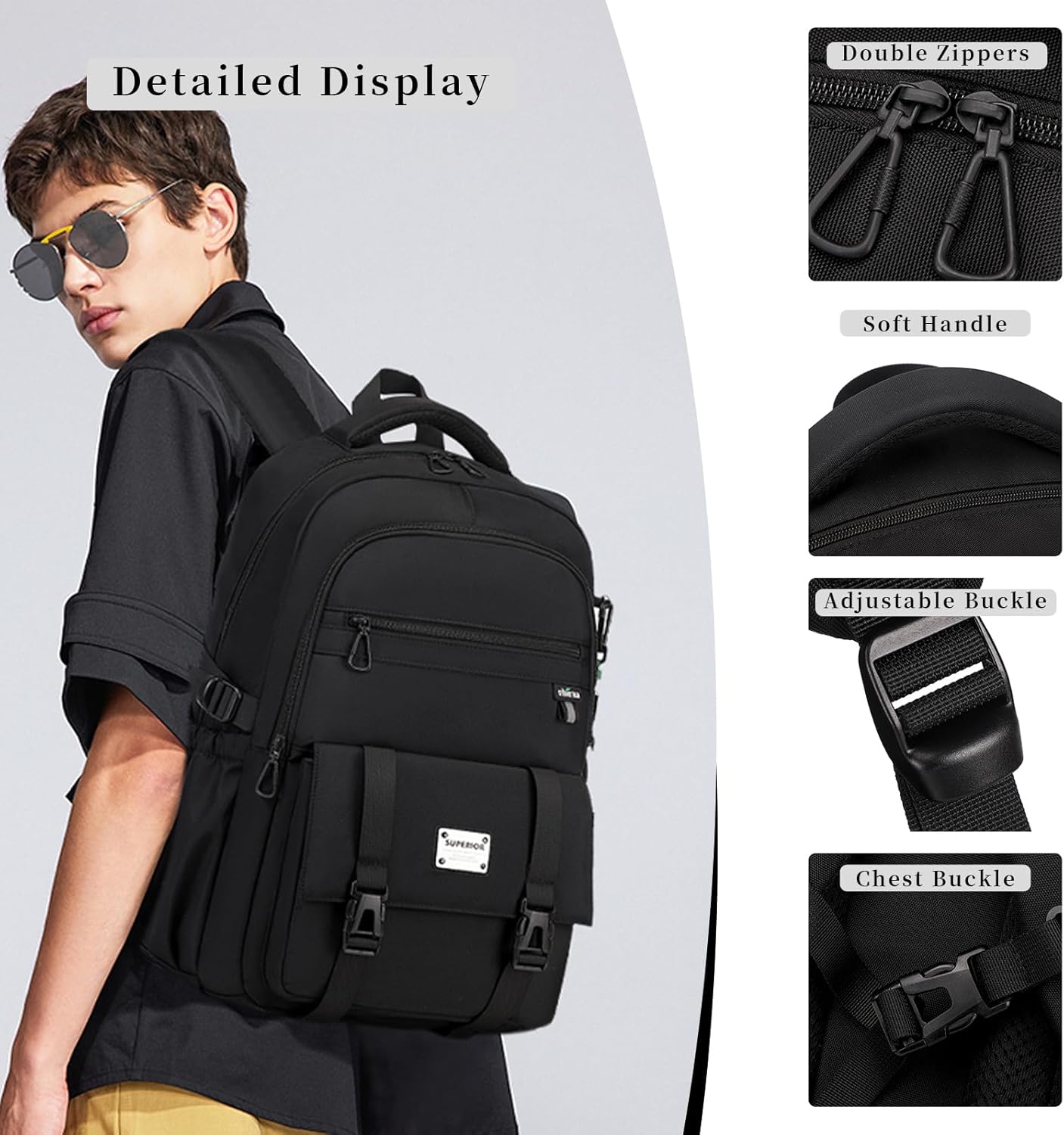 Lanola College Backpack Casual Daypacks for Men, Women & Students, Perfect Daily Backpack for School, Work, and Travel, Fits 17.3 Inch Laptop (Beige)