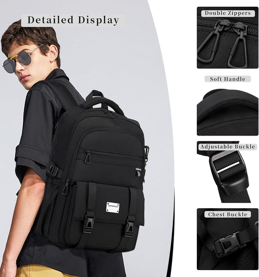 Lanola College Backpack Casual Daypacks for Men, Women & Students, Perfect Daily Backpack for School, Work, and Travel, Fits 17.3 Inch Laptop (Beige)