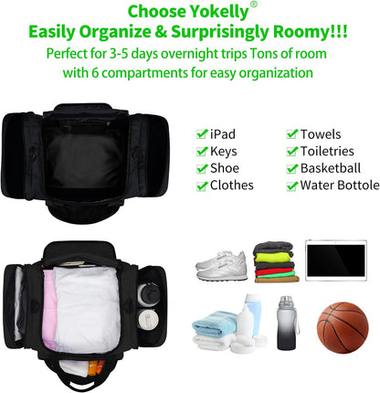 Sports Duffel Bag 20 inch for Travel Gym - Black