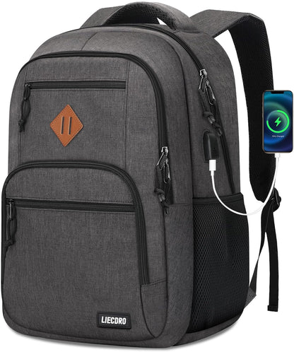 Black Backpacks for Men, Backpack for School, School Backpack for Boys Teens, 17.3 inch Laptop Back Pack with USB Charging Port, College Book Bag, Business Work Travel Bookbag, mochilas para hombres