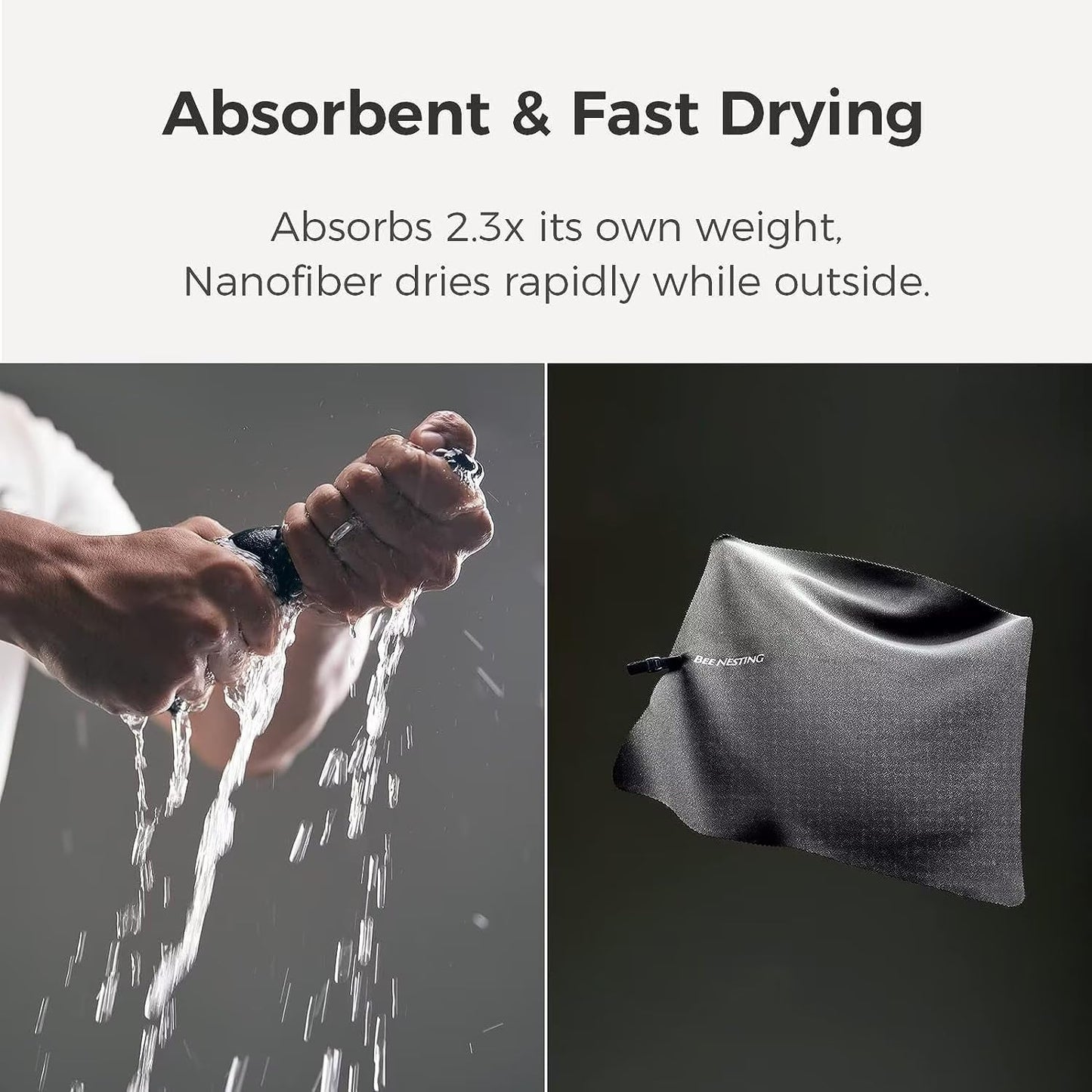 Ultralight Quick Dry Towel - Medium&Small 2 Pack Microfiber Towels with Compact Packable Pocket for Lightweight Backpacking Travel, Beach, Gym, Camping & Hiking(Grey, M&S 2 Set)