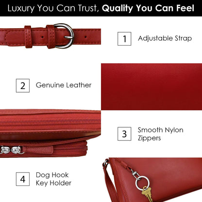 ili New York Genuine Leather Crossbody Bags for Women - Premium RFID Blocking Shoulder Bag Organizer with Adjustable Strap