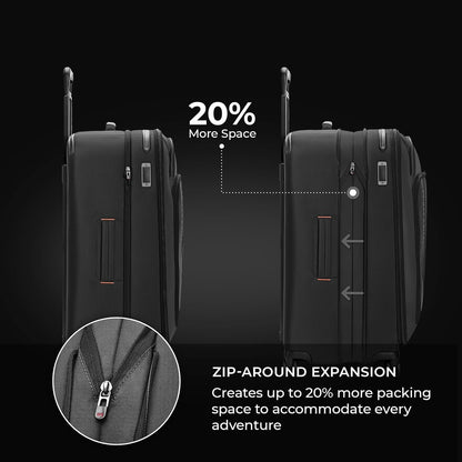 Briggs & Riley 29" Large Expandable Spinner - Checked Luggage for Travel, Suitcases with Wheels, Softside Rolling Bag for Men & Women - ZDX Collection, Black