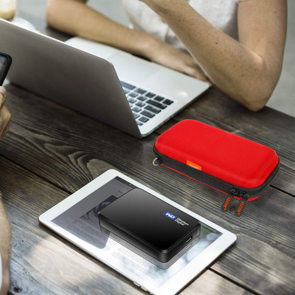 External Hard Drive Case - GLCON Shockproof EVA Carrying Case for WD My Passport Element Seagate Expansion Backup Toshiba 1TB 2TB 4TB - High Protection Portable Travel Electronic Power Bank Bag (Red)
