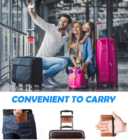 Passport Holder Cover Wallet Travel Essentials Leather Rfid Blocking Case Vacation Luggage Must Haves Travel Accessories for Men Women (116#Coffee)
