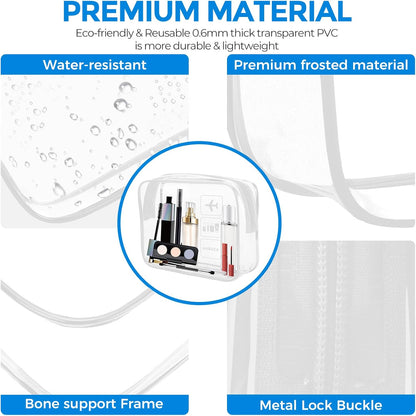 AURUZA 2 Pack Travel Toiletry Bag, Clear Makeup Bag, TSA Approved Cosmetic Bag with Zipper, Clear Organizer Carry on Bag for Women, PVC Cosmetic Pouch