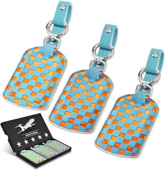Luggage Tags for Suitcases Travel Accessories: Leather Luggage Tag 3 Pack TSA Approved Airplane Travel Essentials for Women, Bag Tags for Luggage Long Flight Must Haves Travels Gift Airport Essentials