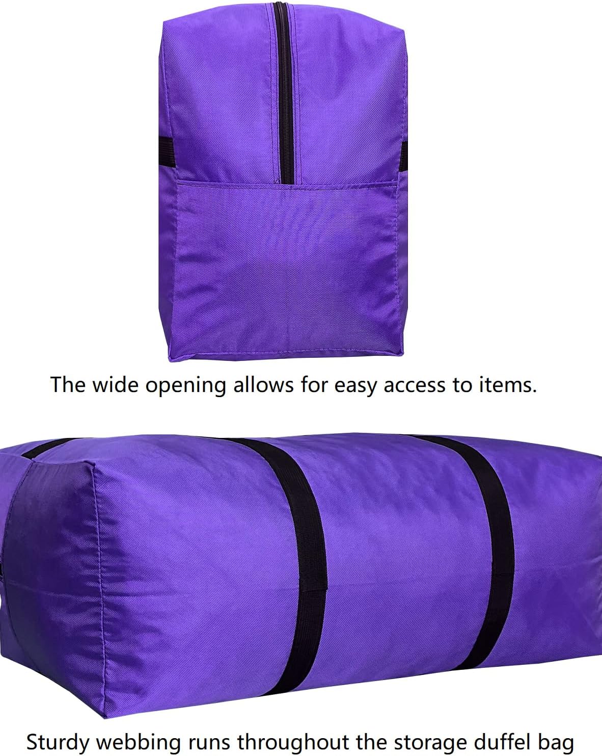 Extra Large Storage Duffle Bag with Zippers and Handles, Big Foldable Duffle Bag for Travel