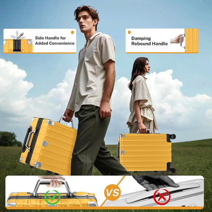 Krute Luggage 28 Inch Aluminum Frame Luggages TSA Lock No Zipper Checked Suitcase with Spinner Wheels Hard Shell Lightweight PC+ABS Large Suit Case