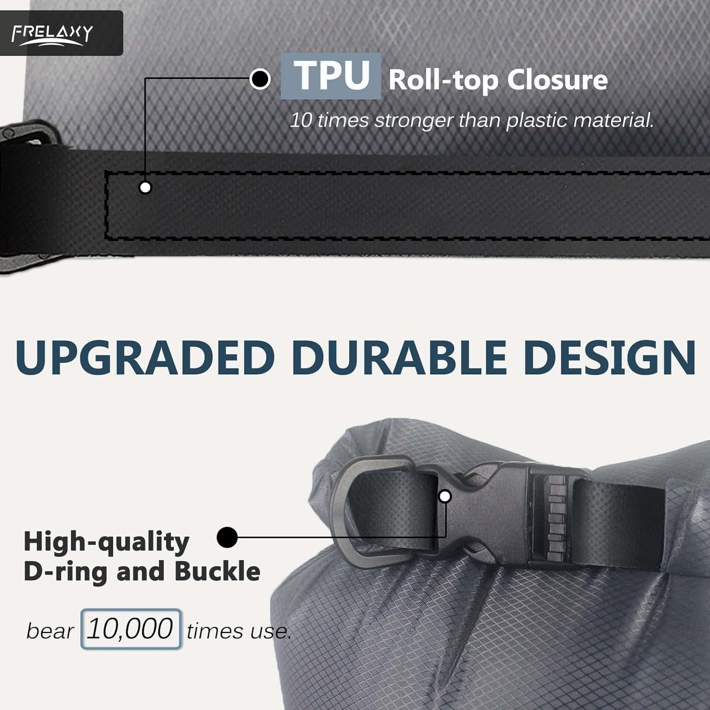 Frelaxy Waterproof Dry Bag 2 Pack/3 Pack, Lightweight Portable Dry Bags, 5L & 15L & 25L Durable Dry Sack Set Keep Gear Dry for Hiking, Camping, Boating, Backpacking, Kayaking (2 Pack - Gray)