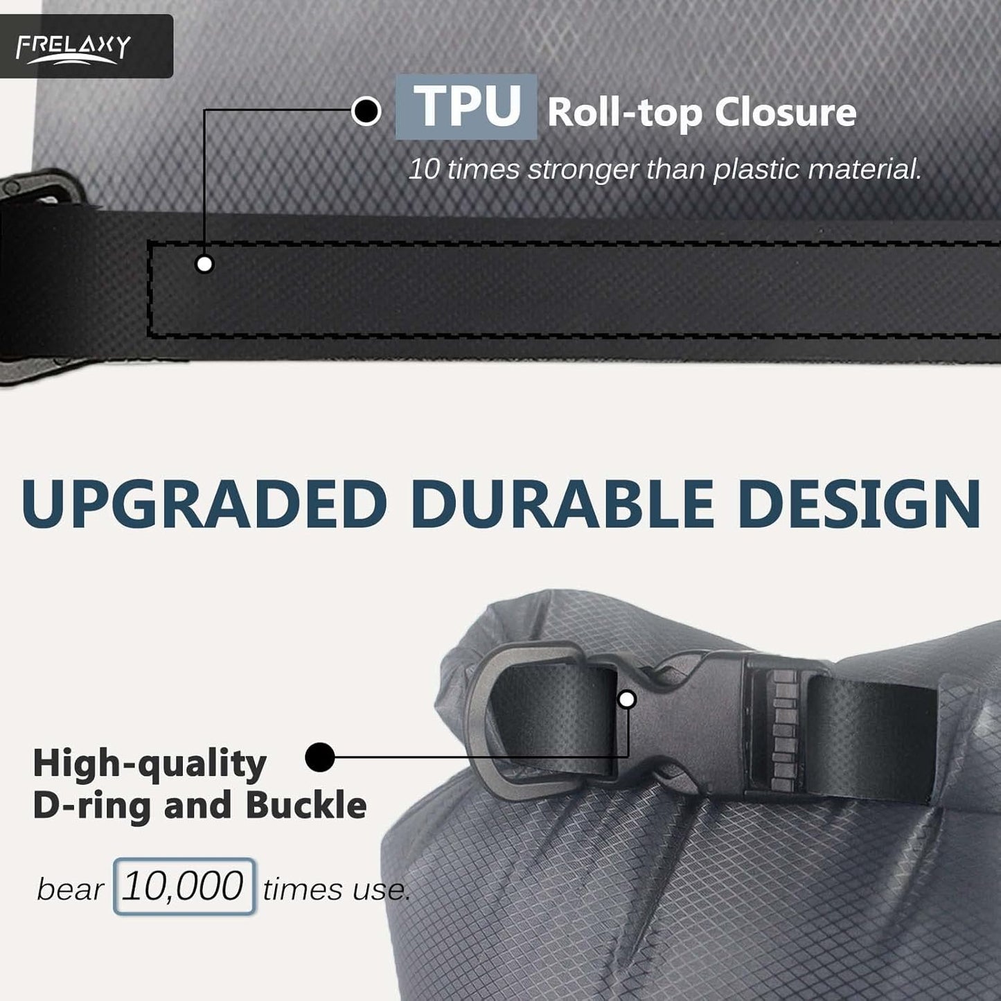 Frelaxy Waterproof Dry Bag 2 Pack/3 Pack, Lightweight Portable Dry Bags, 5L & 15L & 25L Durable Dry Sack Set Keep Gear Dry for Hiking, Camping, Boating, Backpacking, Kayaking (3 Pack - Gray)